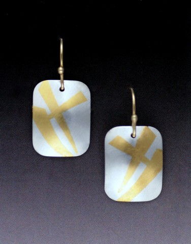 Click to view detail for MB-E327B Earrings SImple Rectangular Abstract